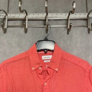 Porter & Ash Shirt Men M Salmon Linen Button Up Academia Coastal Casual Hybrid